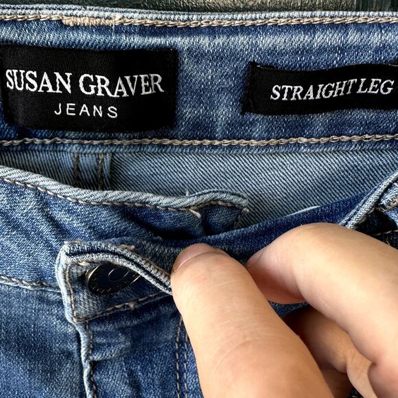 NWT Susan Graver Straight Leg Jean with Patch Pockets MEDIUM WASH QVC - Picture 6 of 8